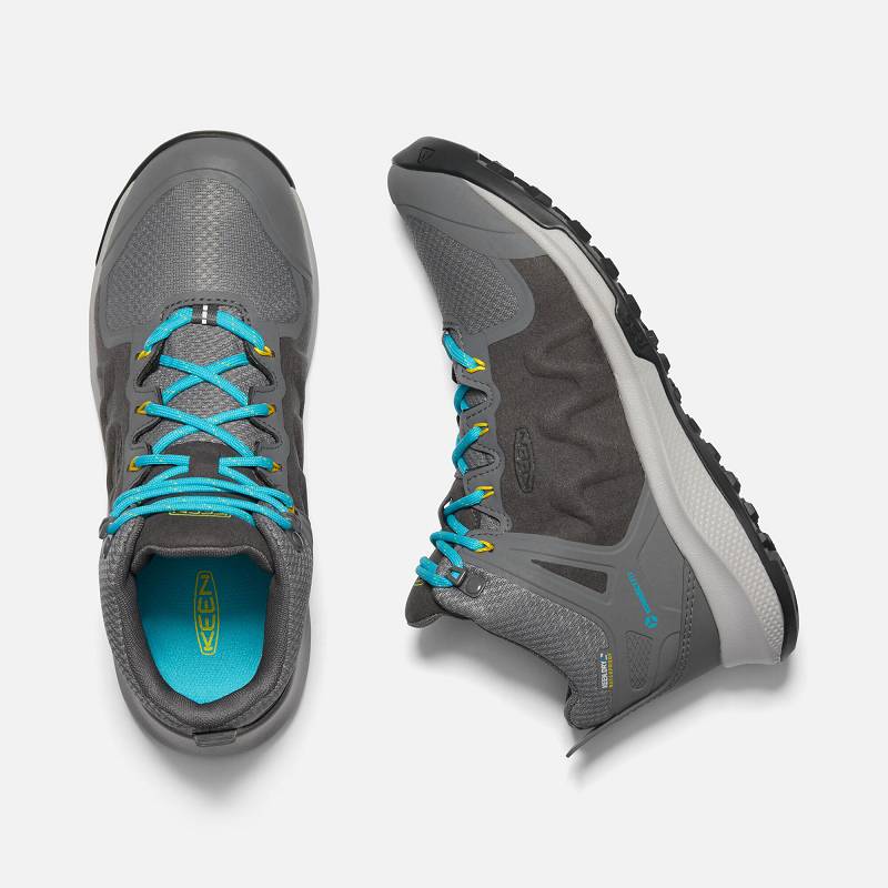 Keen Explore Waterproof Wanderstiefel Damen DE-98321 Steel Grey/Bright Turquoise - Keen Damenschuhe